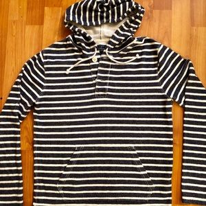 J Crew Striped Cotton Hoodie Fleece Pullover